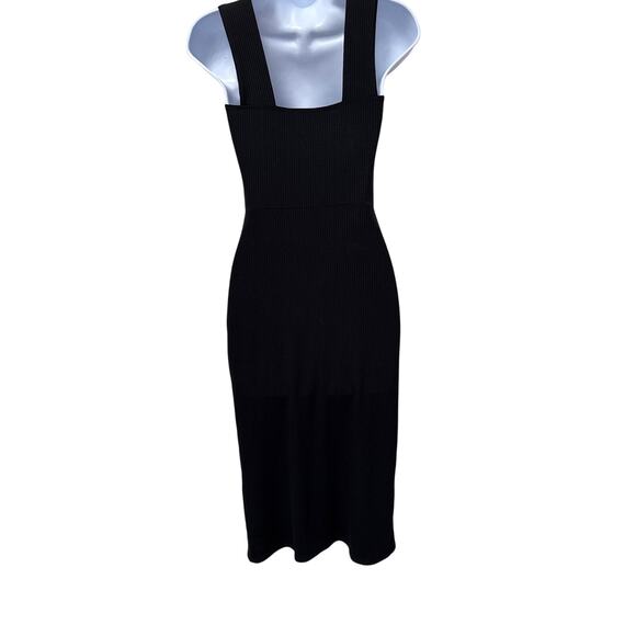 Reformation Cassi Black Square Neck Ribbed Knit Midi Size S - Picture 4 of 15